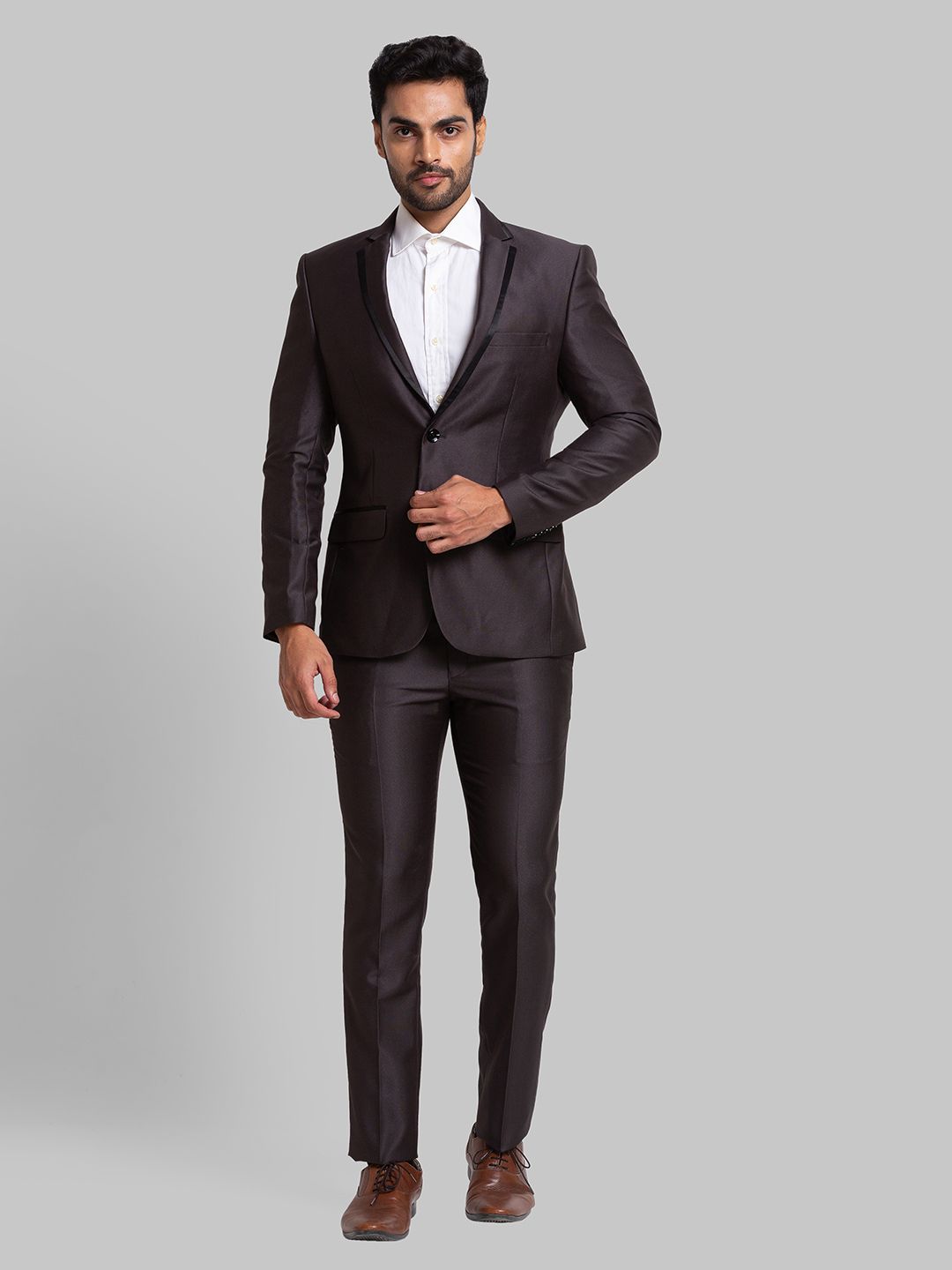 parx Men CONTRAST PIPED LAPEL SUIT IN URBAN FIT Solid Suit-picture-18