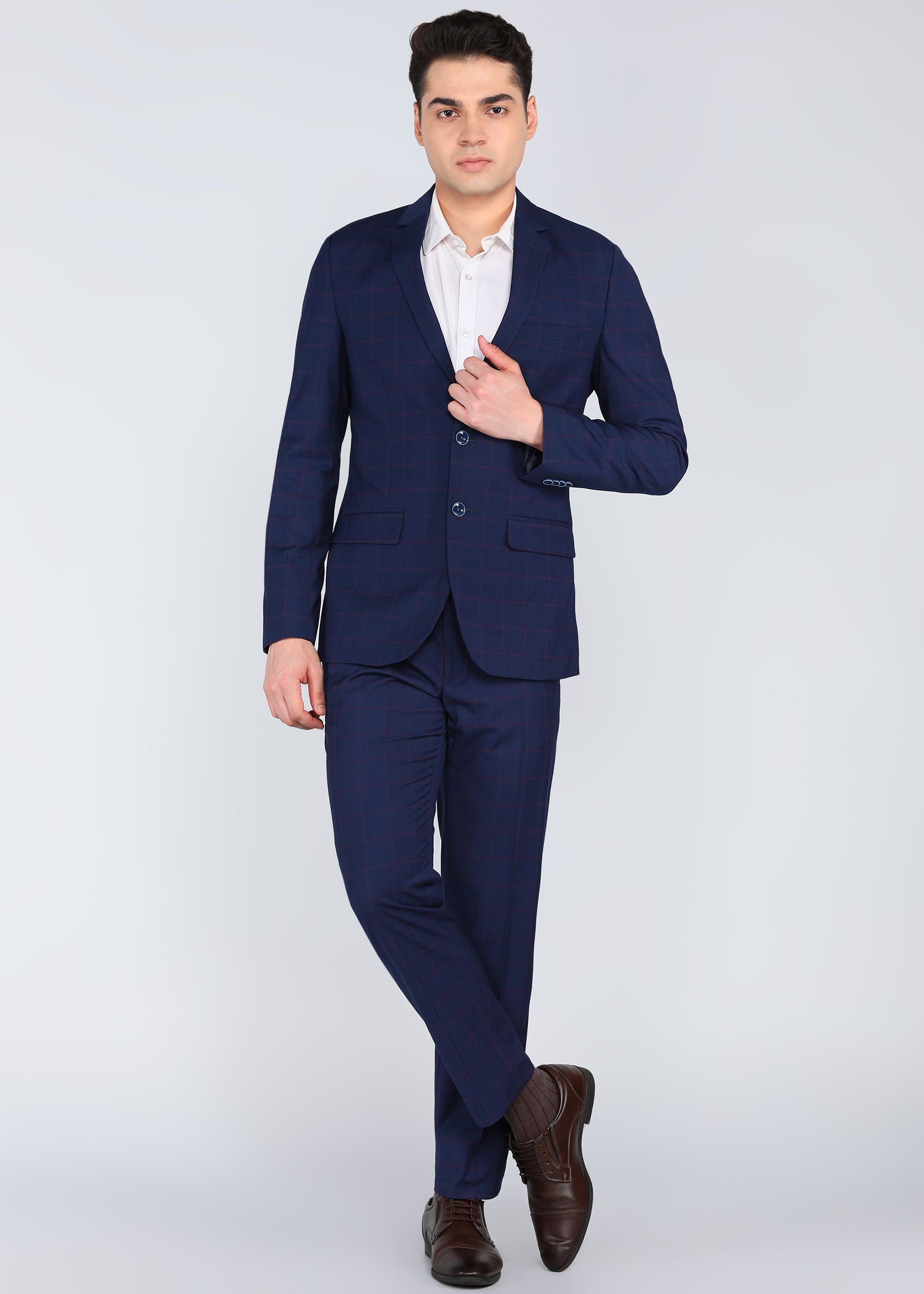 park avenue Men 2BTN NOTCH F.F.TROUSER SLIM FIT Checkered Suit-picture-33