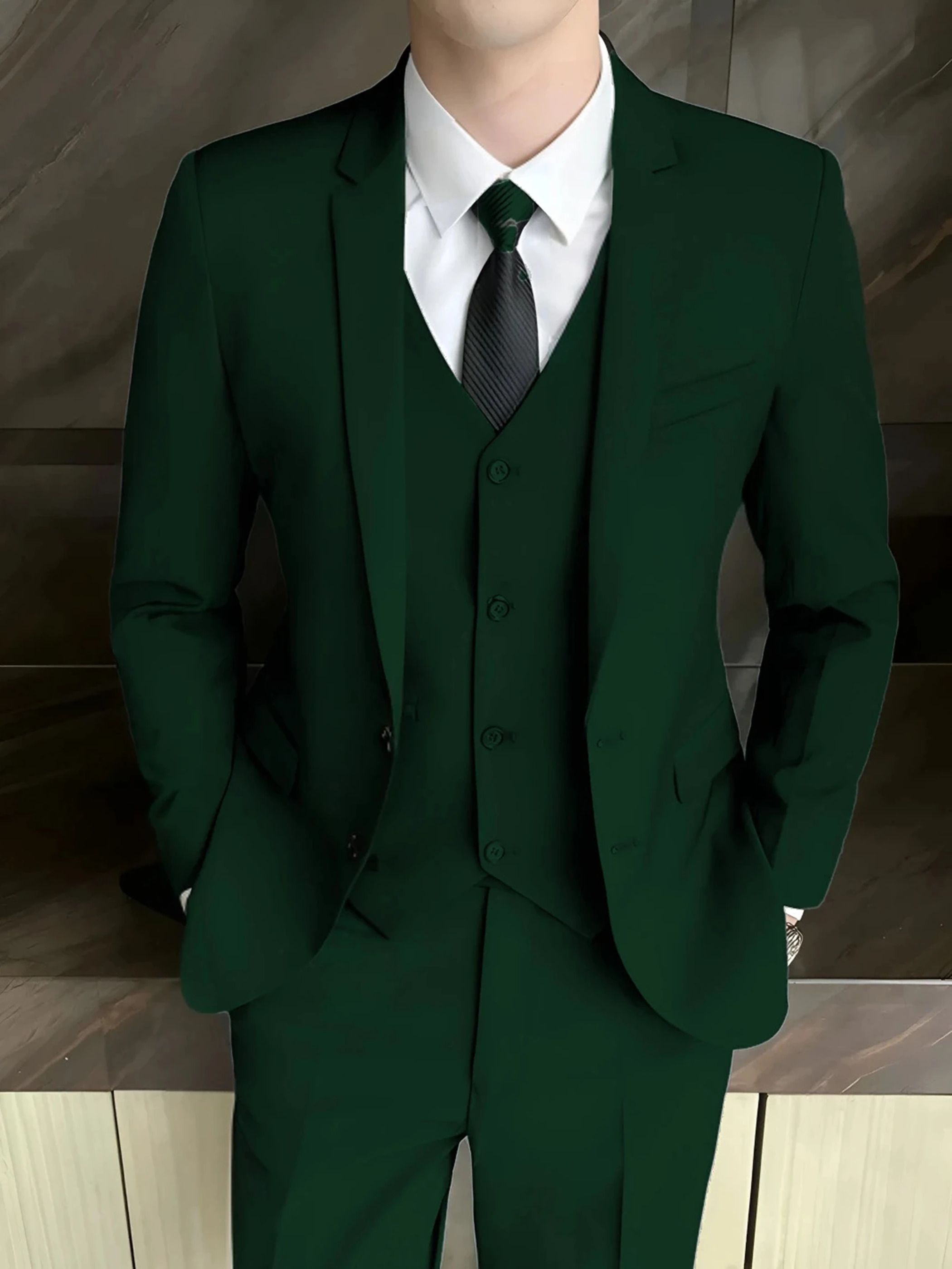 Men 3 Piece Suit Solid Suit