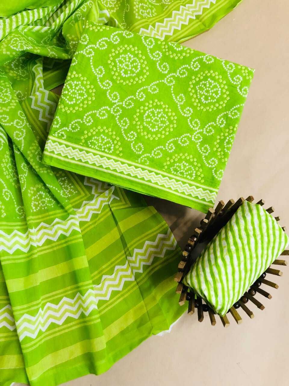 Women hand print suit unstitched Printed Suit