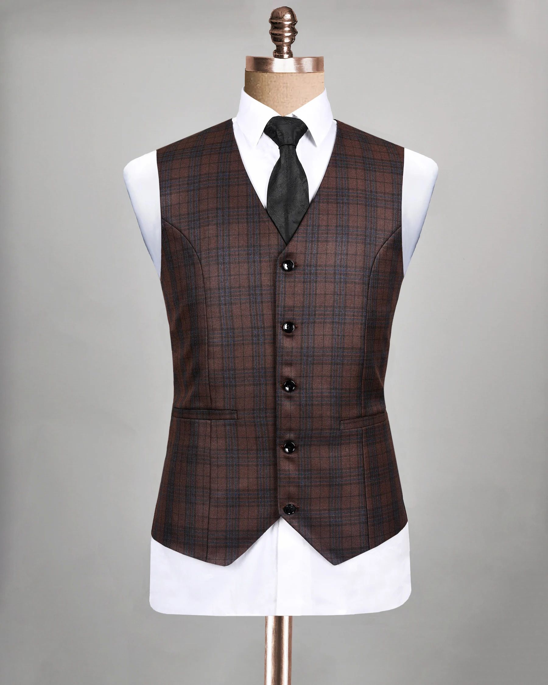 french crown Men Single breasted Checkered Suit-picture-18