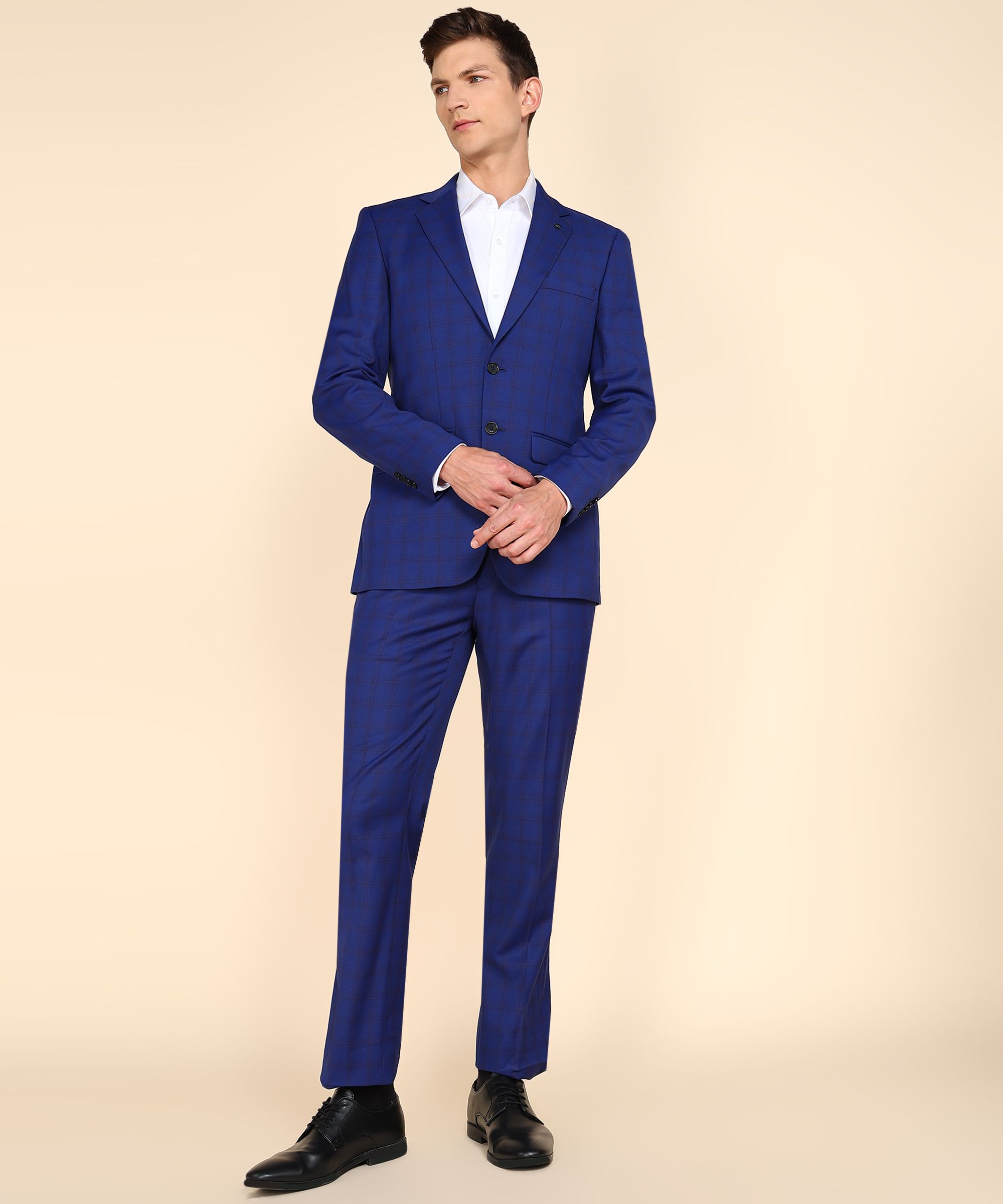 raymond Men SB 2BTN NOTH LPL WTHOUT WCT 2Pcs-CNT FIT Checkered Suit-picture-38