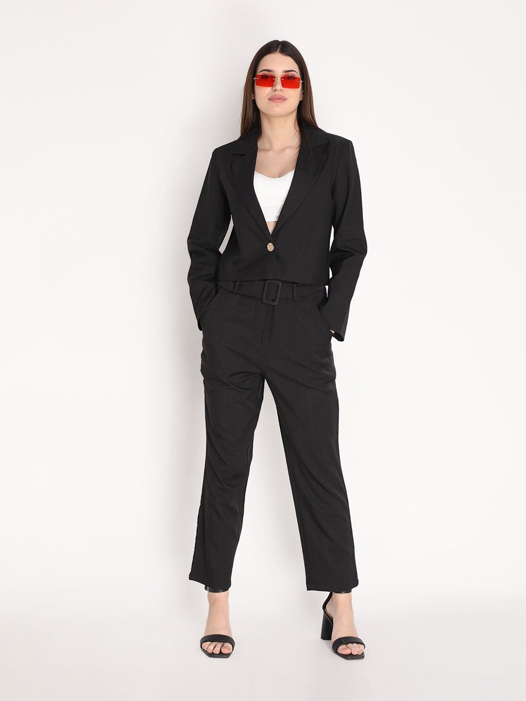 Women SingleBreasted Solid Suit