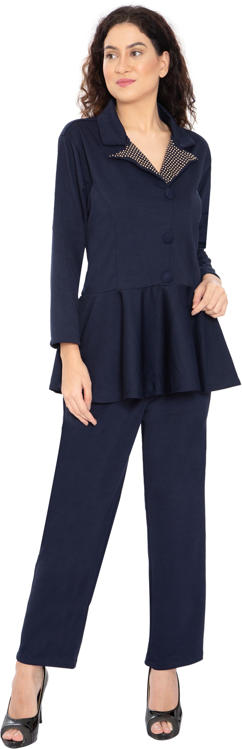 Women Tunic and Trouser Set Solid Suit