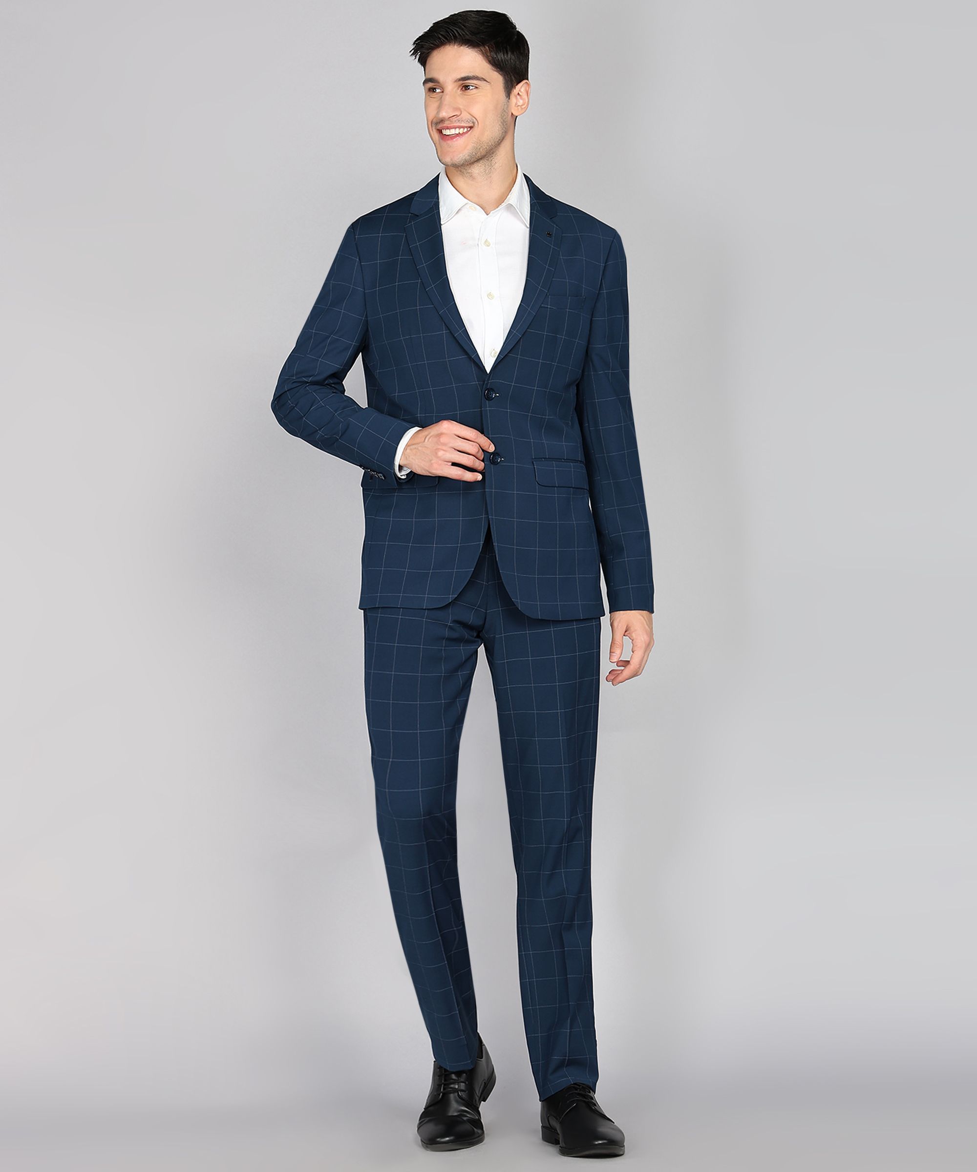 Men 2 PC Suit Checkered Suit-image-2