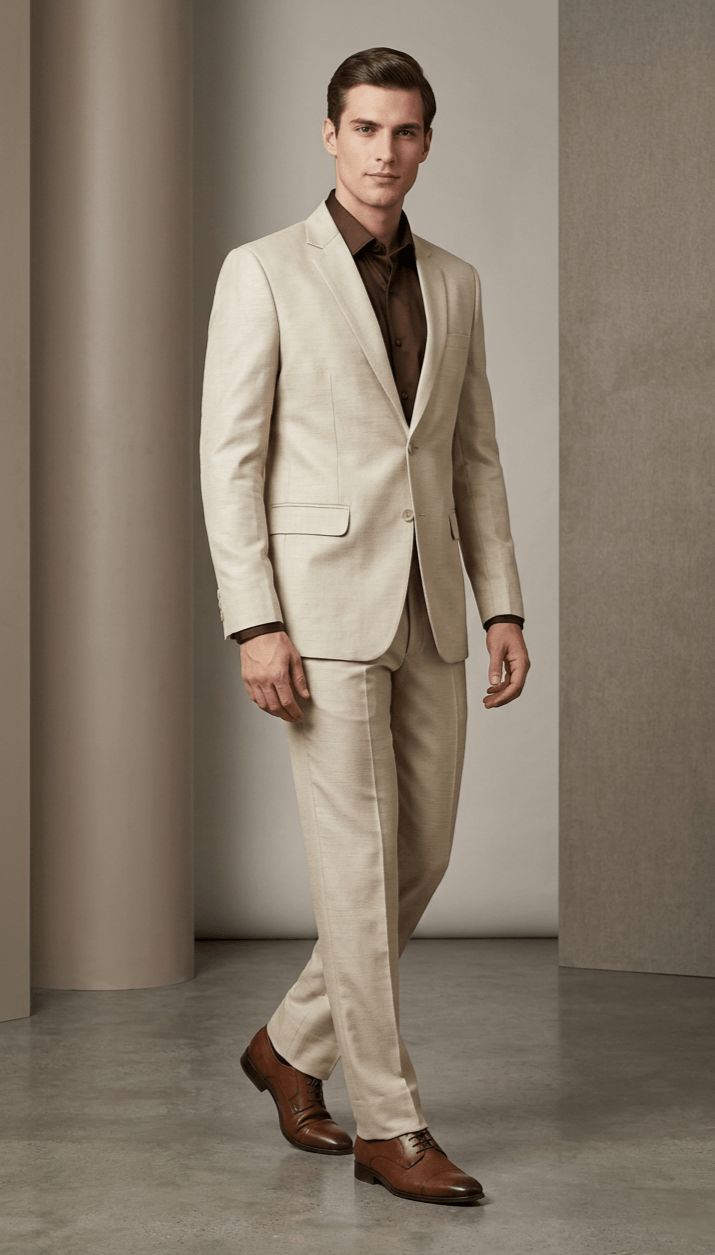 asthetic Men Single Breasted Solid Suit-picture-33
