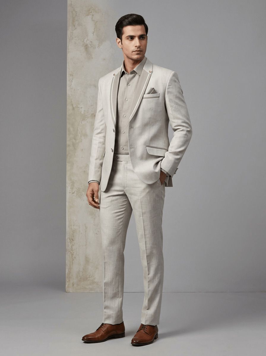 asthetic Men Single Breasted Solid Suit-picture-24