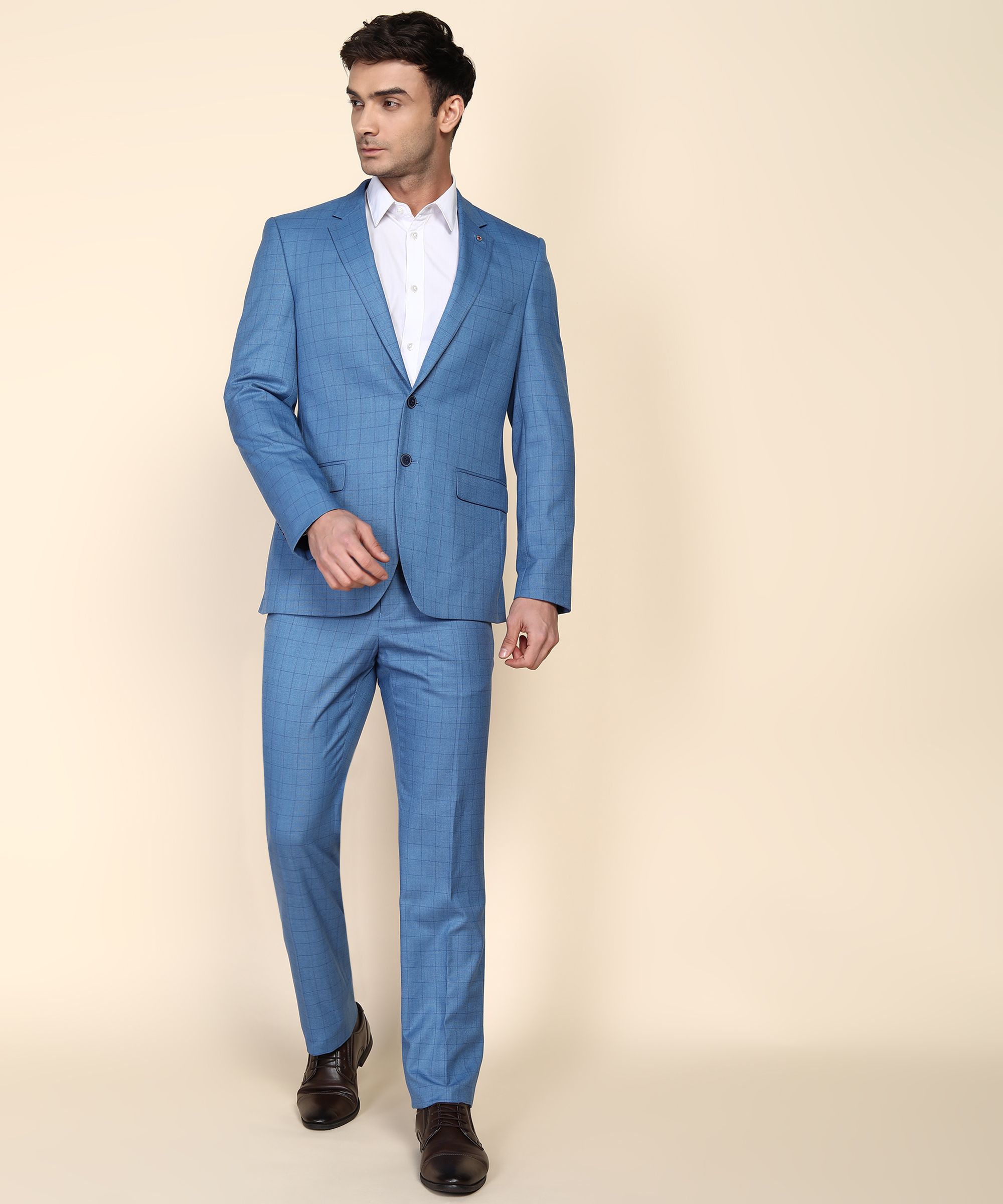 raymond Men 2PC SB 2BTN NTCH LPL HYBRD DETL-CNT FT Checkered Suit-picture-27