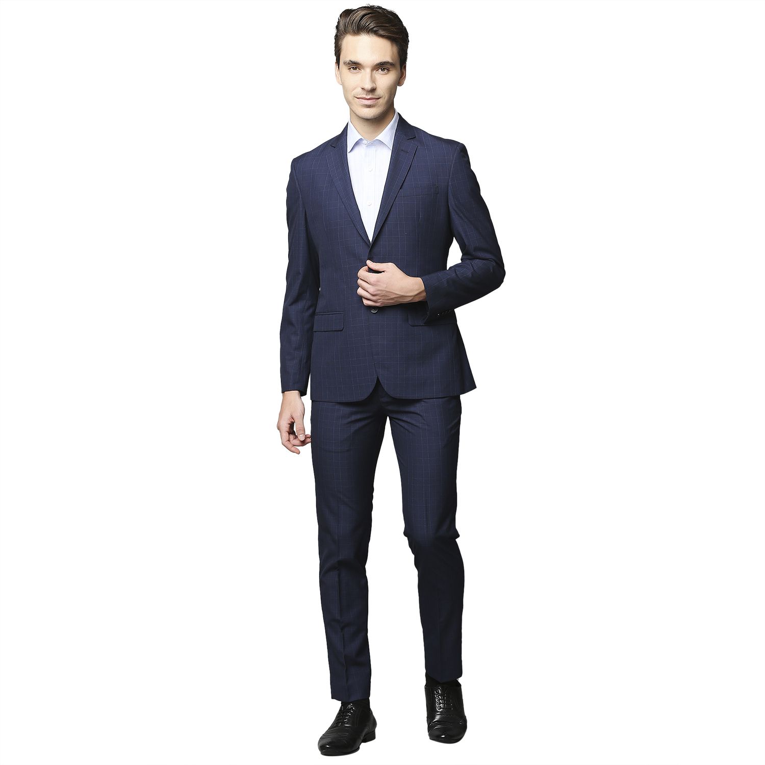 park avenue Men 2PC NOTCH BASIC- SUPER SLIM Checkered Suit-picture-16