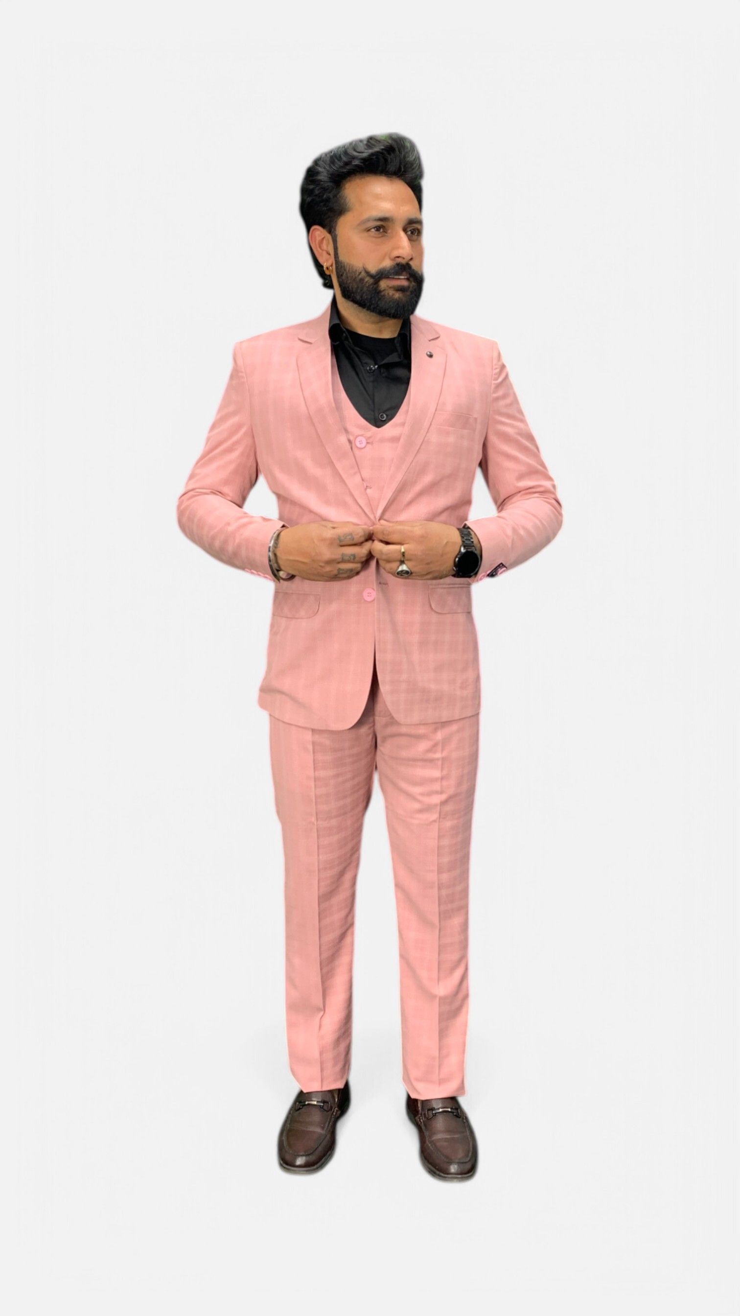 gargian master cut Men Coat Pant Set Striped Suit-picture-21
