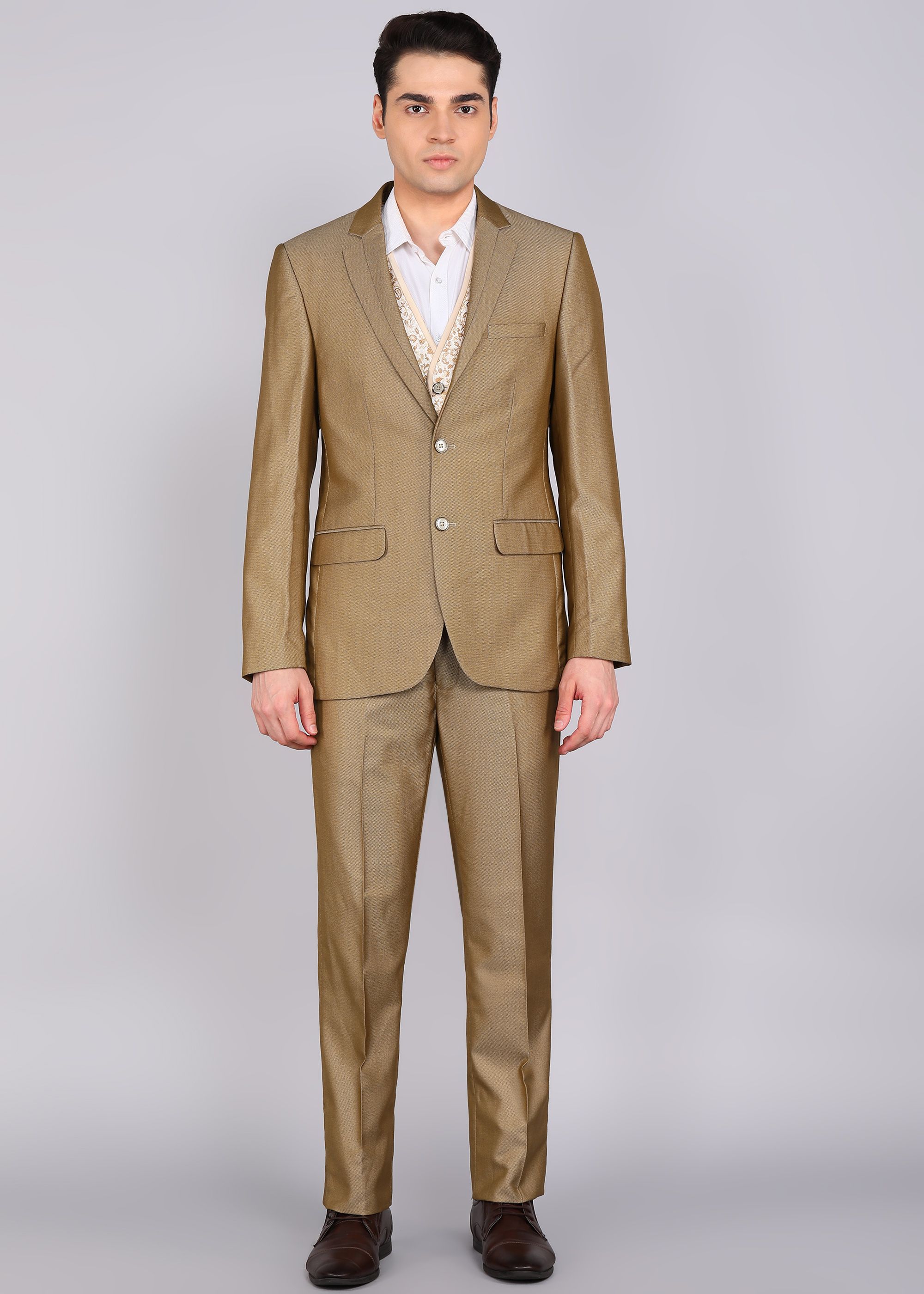 raymond Men 3PC SB2BTN NTCH LPL WID WC PIPNG-CONT FT Self Design Suit-picture-19