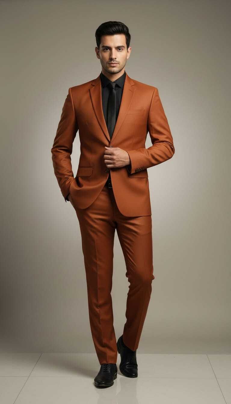 asthetic Men Single Breasted Self Design Suit-picture-30