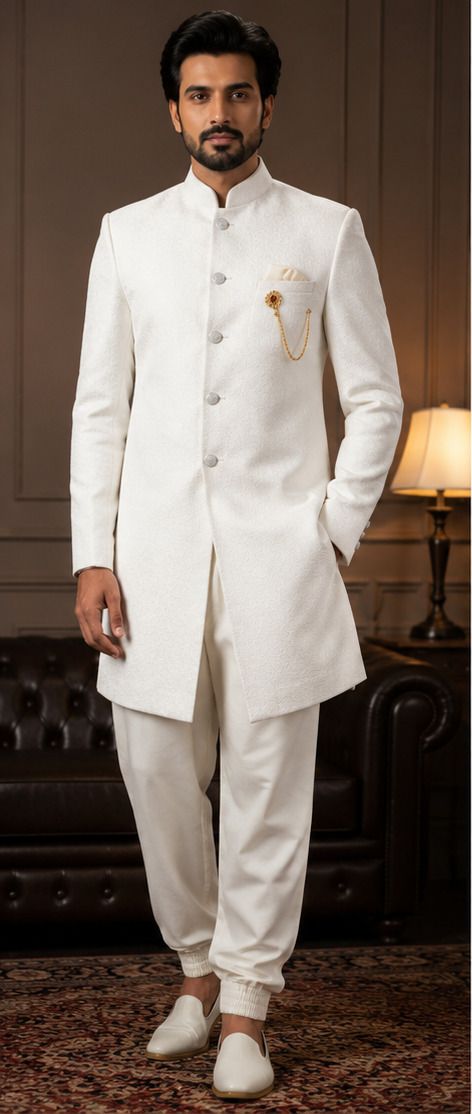 chanderivastra Men Bandhgala Indo western suit Solid Suit-picture-36