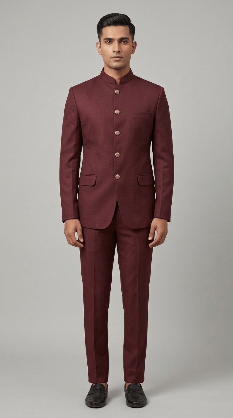 asthetic Men Mandarin Self Design Suit-picture-18