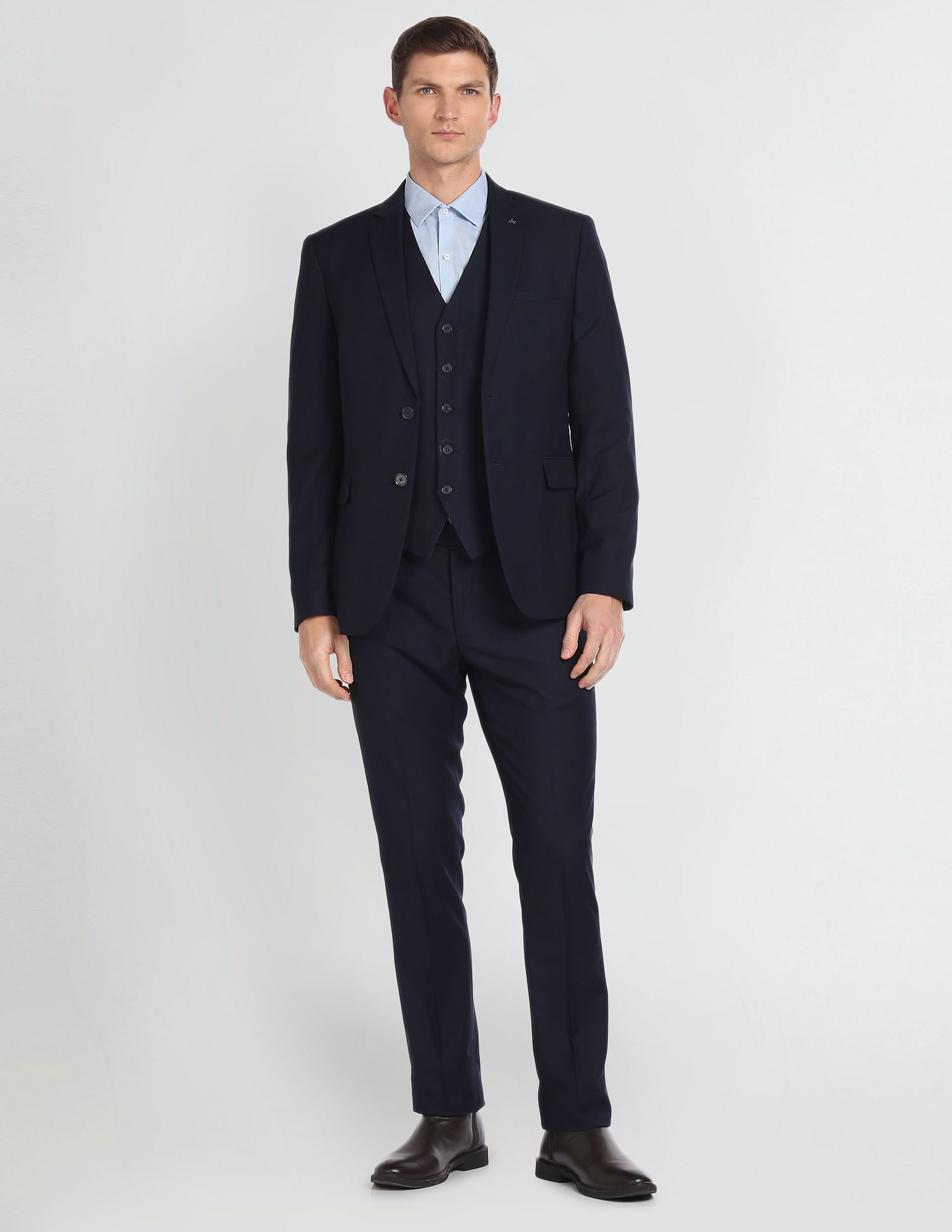 arrow Men Dobby Hudson Tailored Fit Three Piece Suit Solid Suit-picture-12
