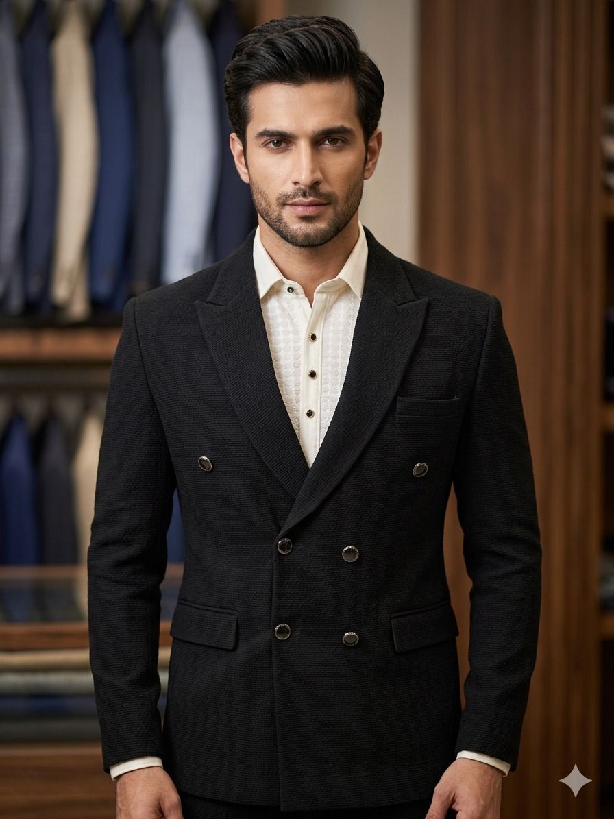 halloffashion Men formal suit Textured Suit-picture-48