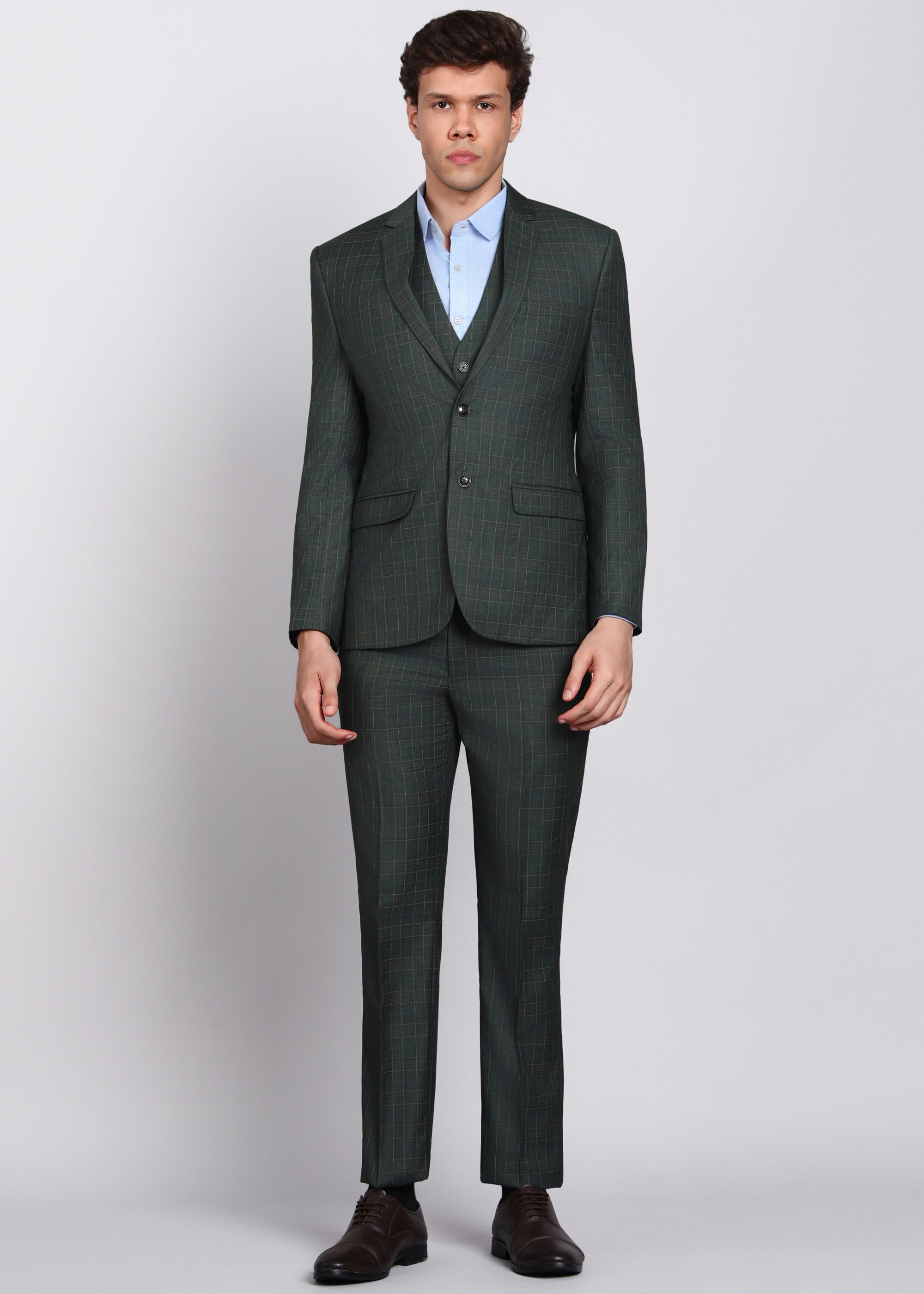 park avenue Men 3 Piece Suit Checkered Suit-picture-17