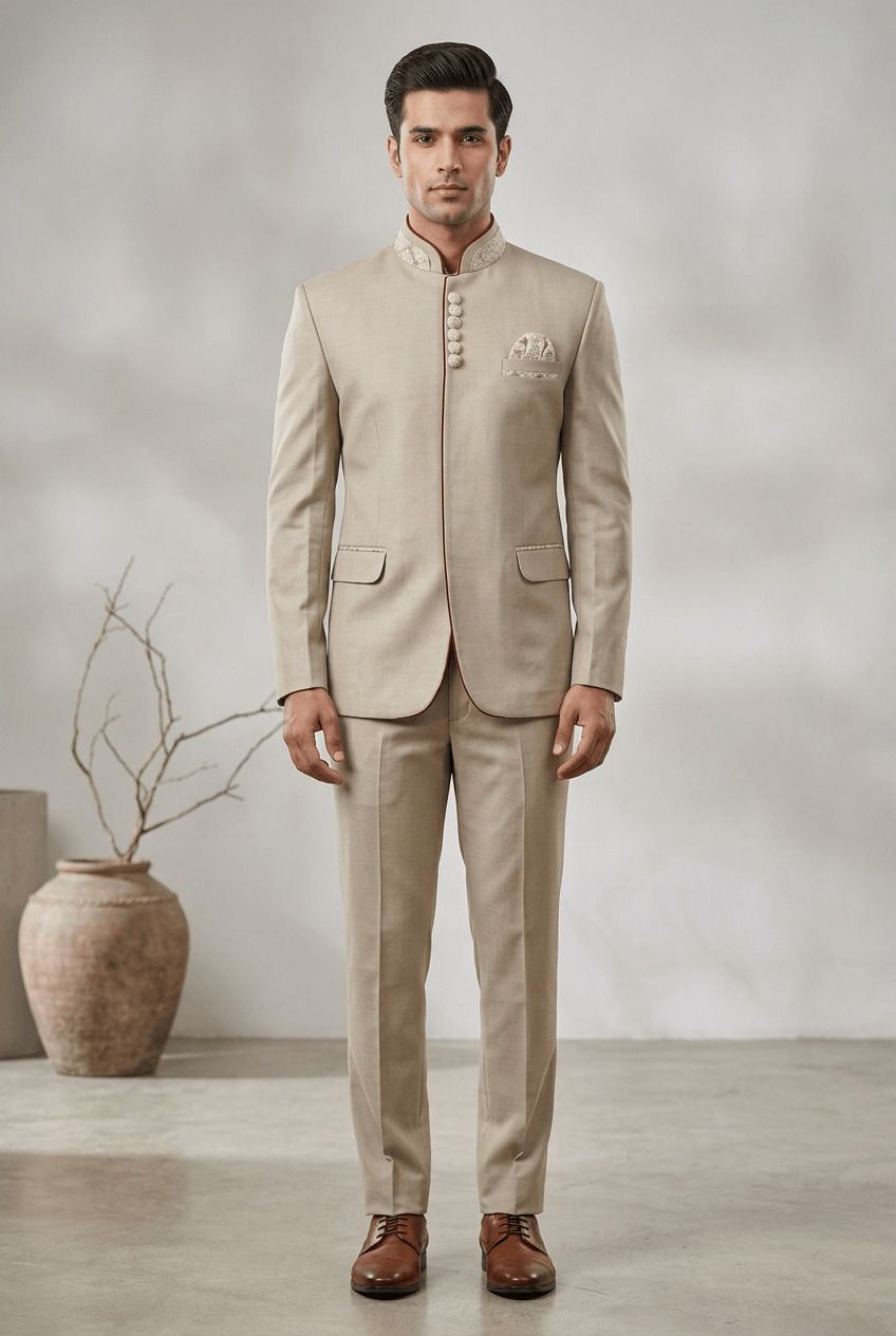 asthetic Men Mandarin Solid Suit-picture-32