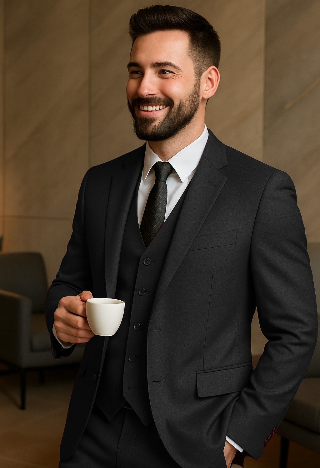 Men Men 3 Piece Suit Solid Suit