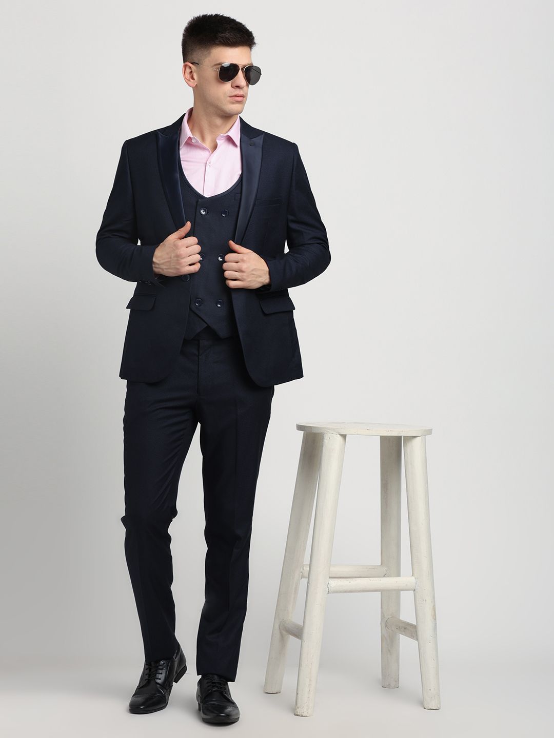Men 3-Piece Suits Self Design Suit-image-24