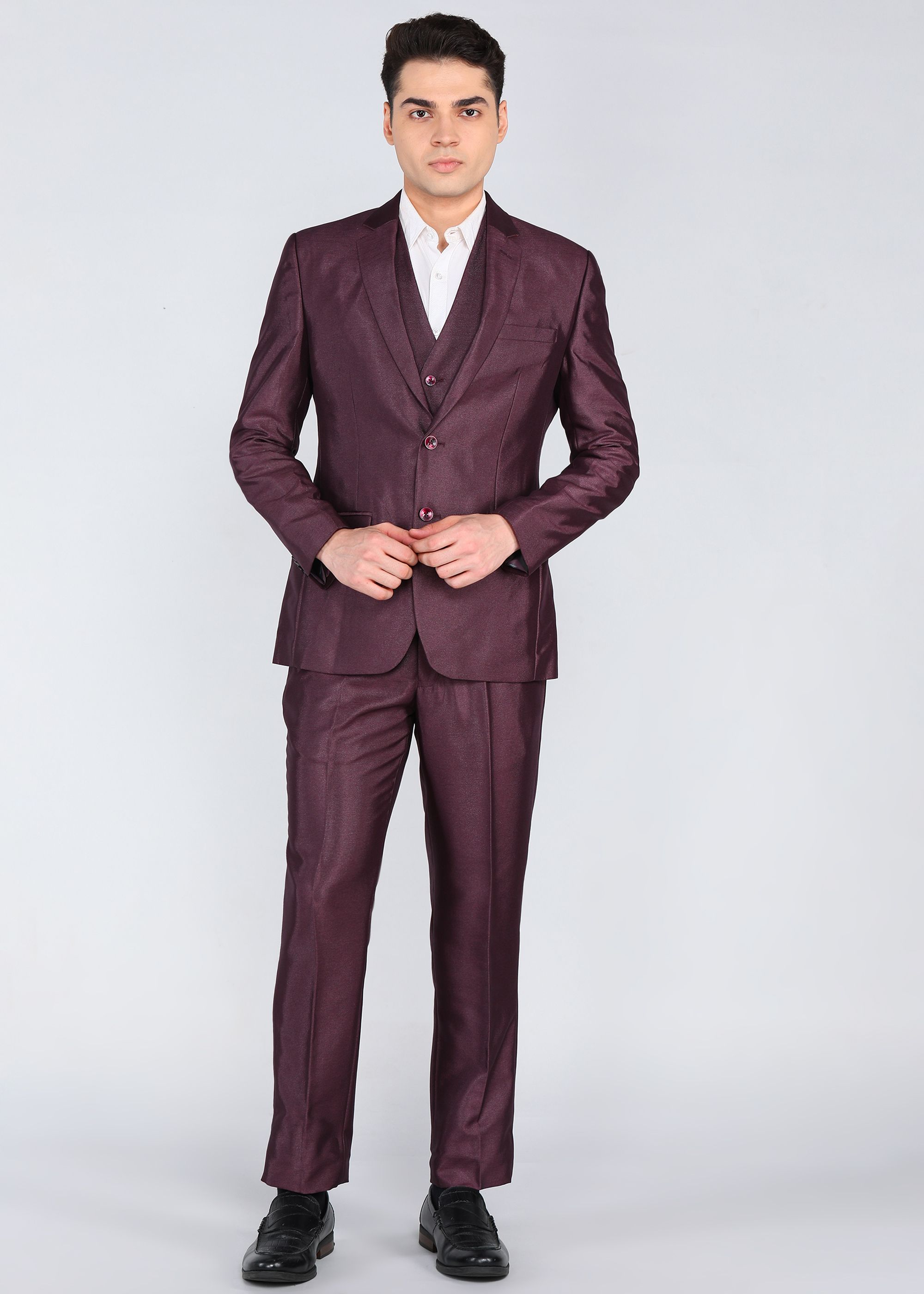 park avenue Men 3PC NOTCH REV W/C BASIC TRSR - S.SLIM FT Self Design Suit-picture-42