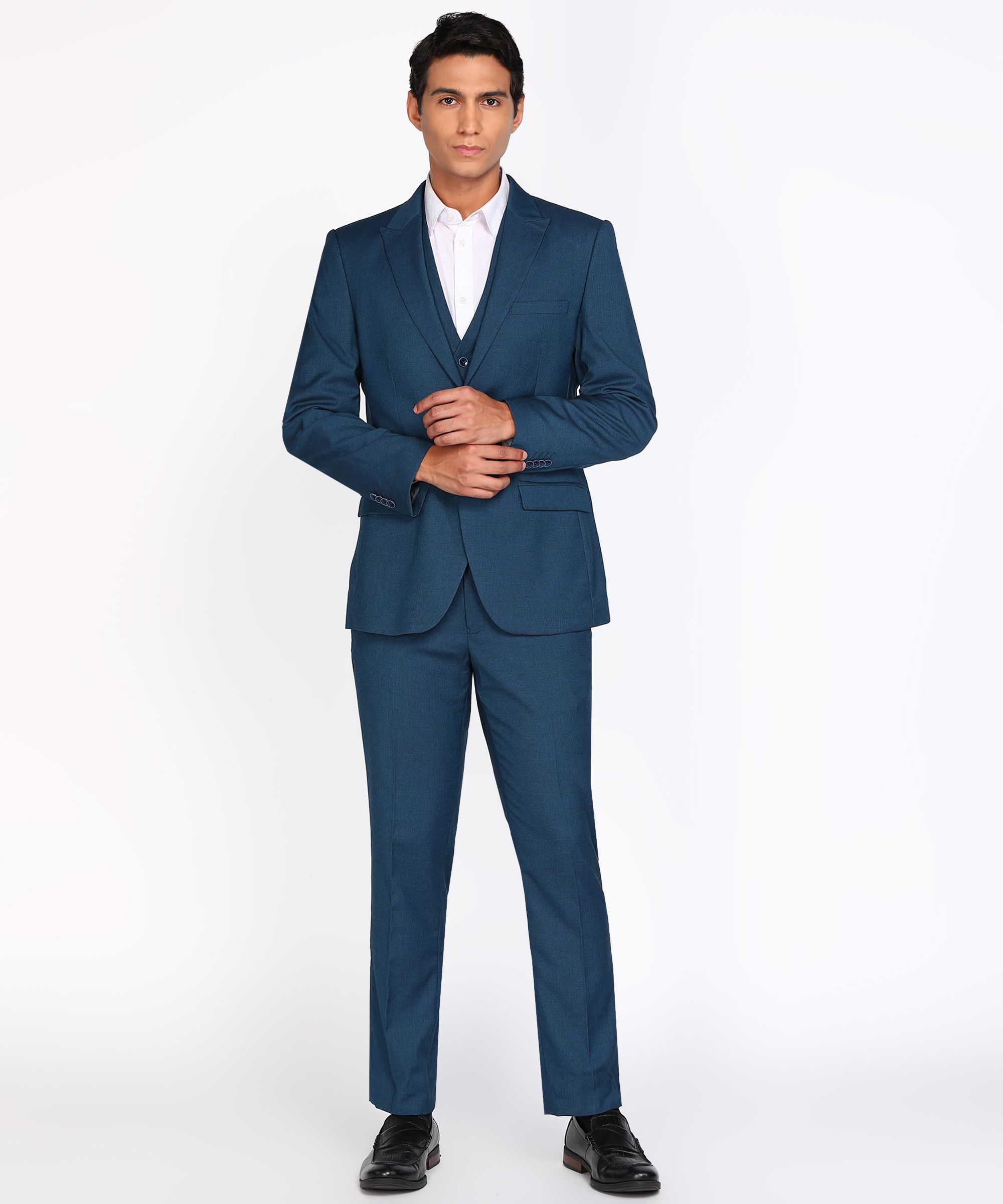 park avenue Men 3 Pc Suit Self Design Suit-picture-29