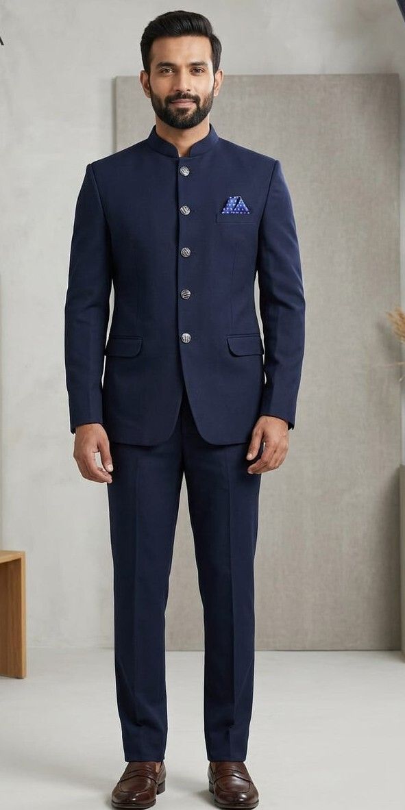 asthetic Men Mandarin Solid Suit-picture-22