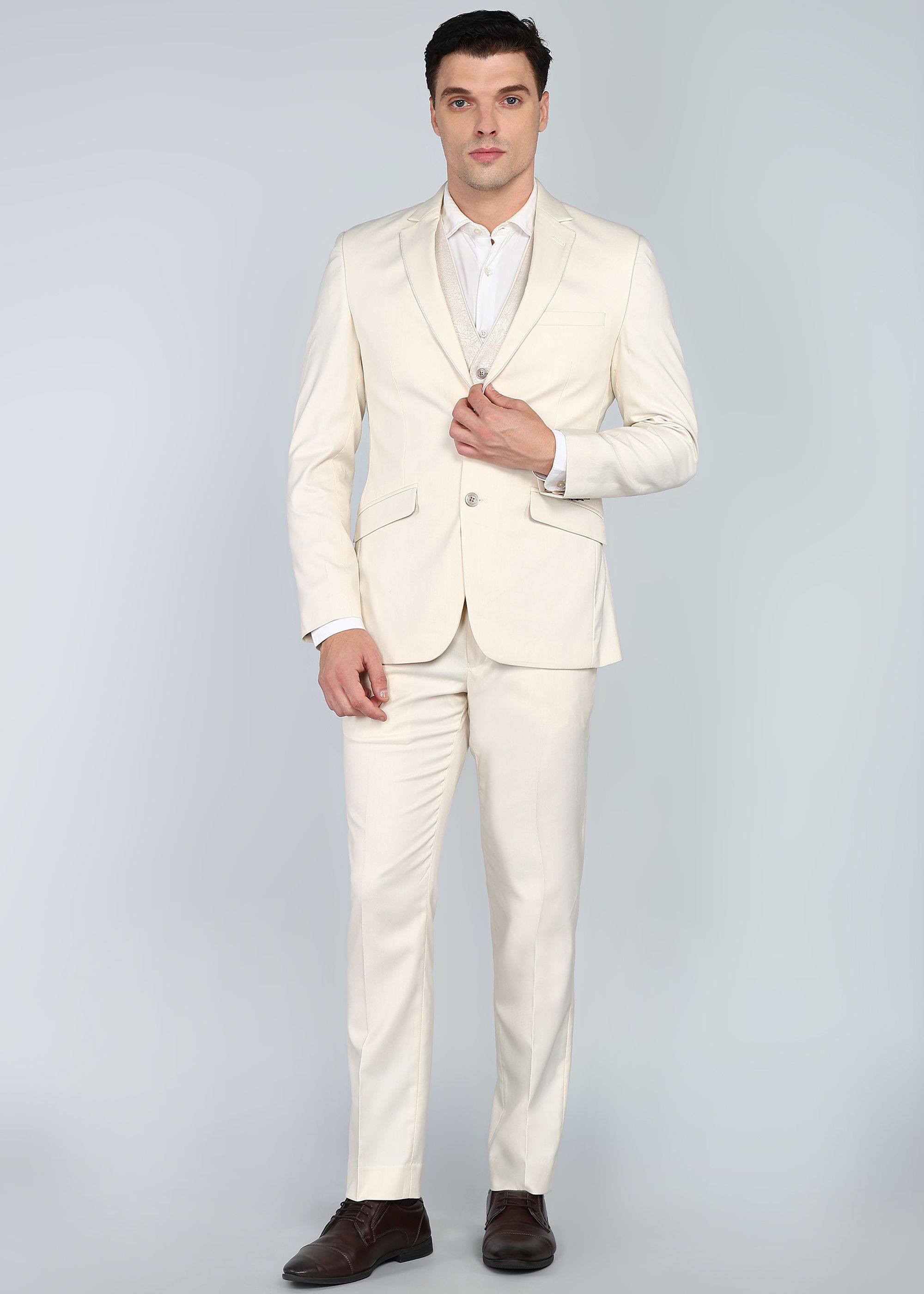 park avenue Men 2SB 3 PC NOTCH WITH PIPING W/C-S.SLIM Solid Suit-picture-21
