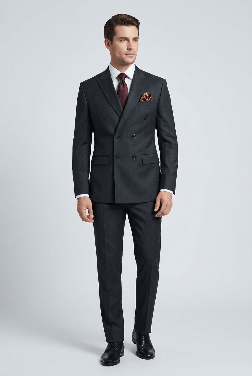 asthetic Men Double Breasted Solid Suit-picture-18