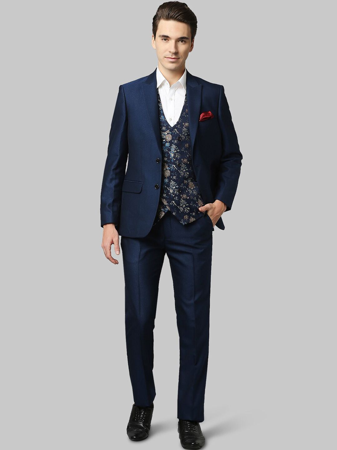 raymond Men 3PC SB 2BTN PEAK LAPL DB WC-CONT FIT Self Design Suit-picture-15