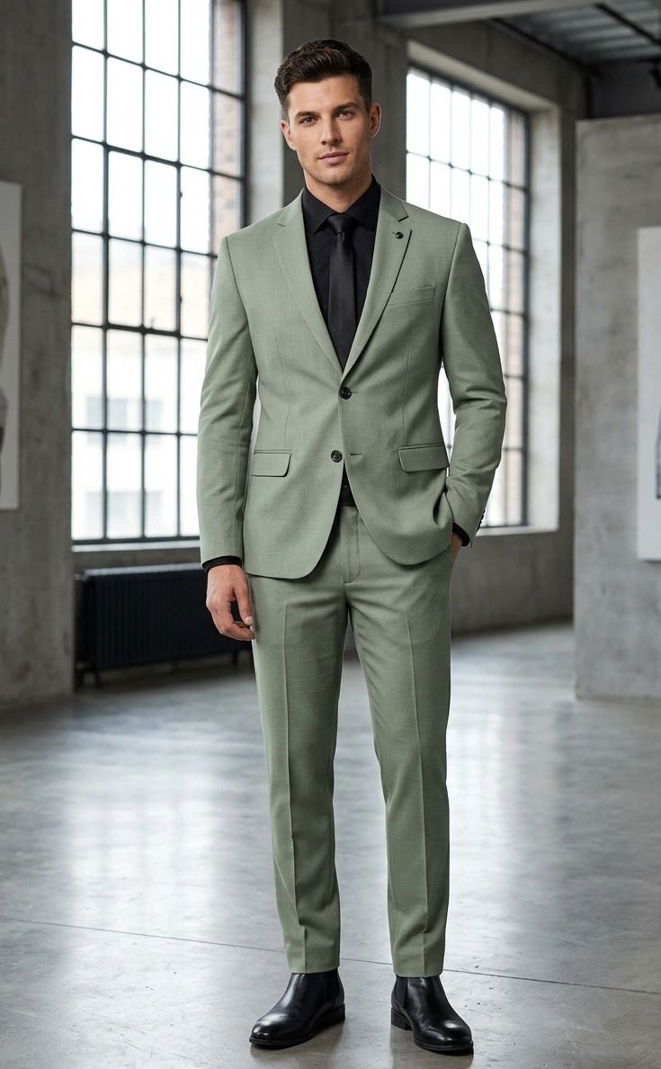 asthetic Men Single Breasted Self Design Suit-picture-23