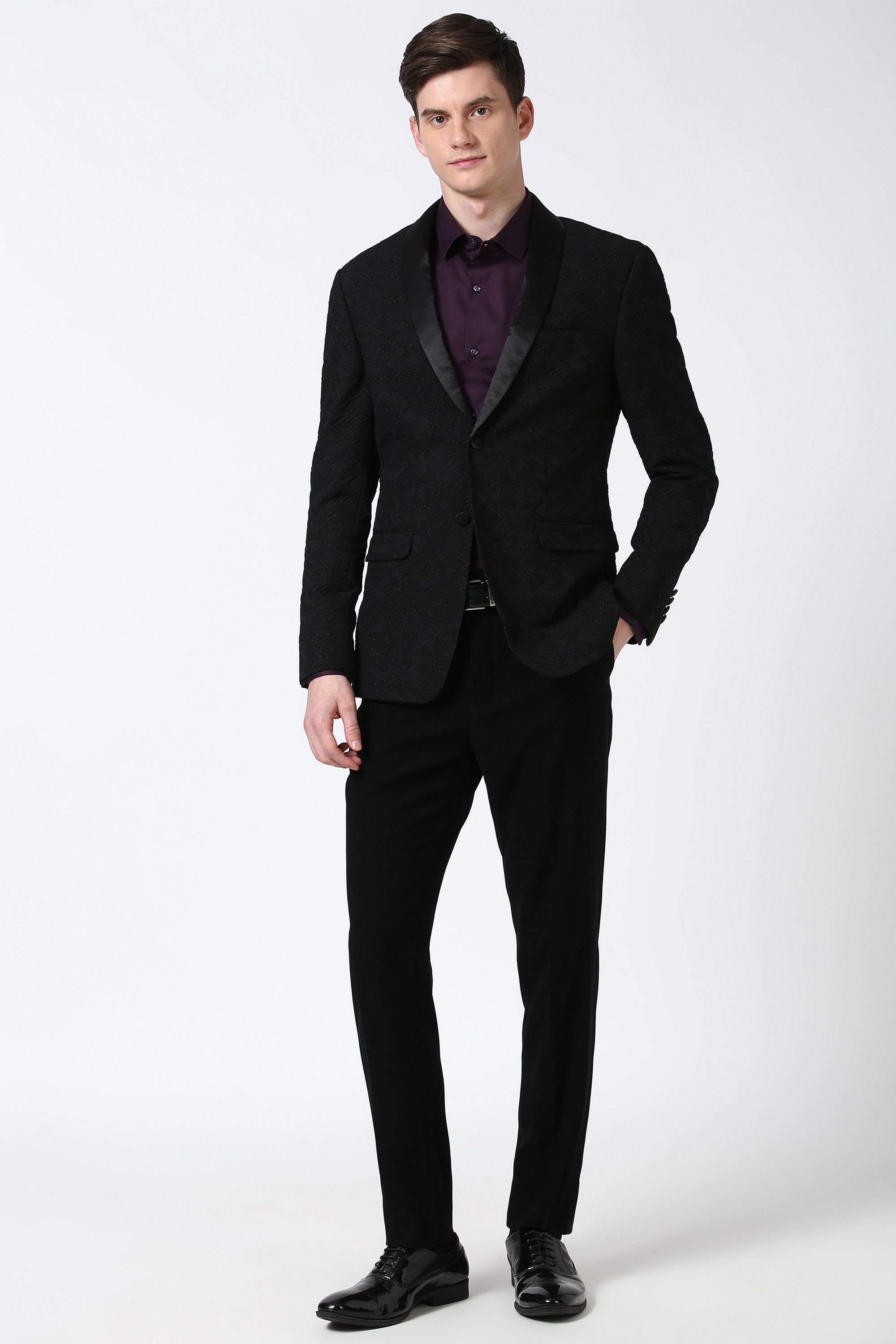 peter england Men Two Piece Suit Textured Suit-picture-27