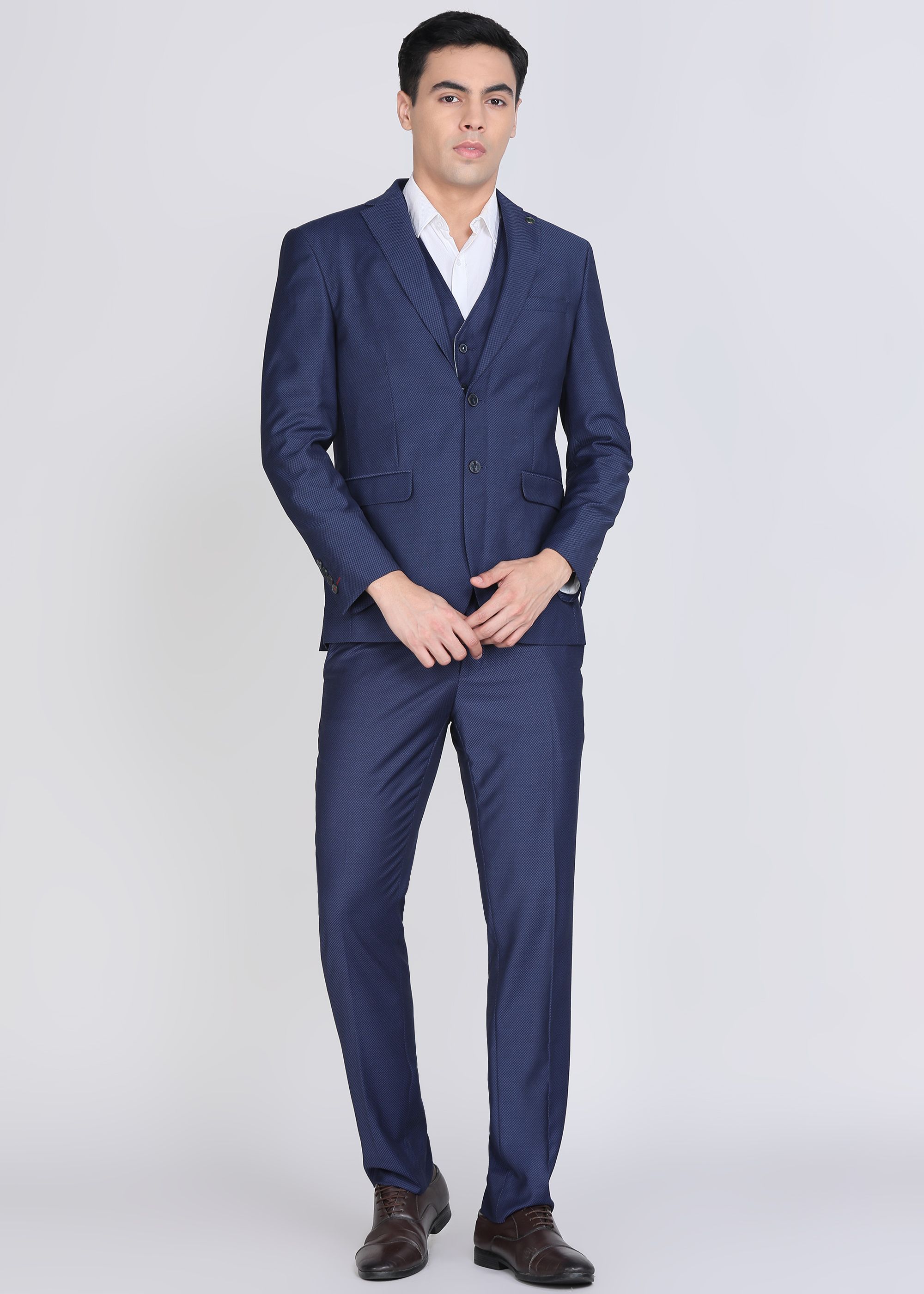 peter england Men Tuxedo Style Checkered Suit-picture-47