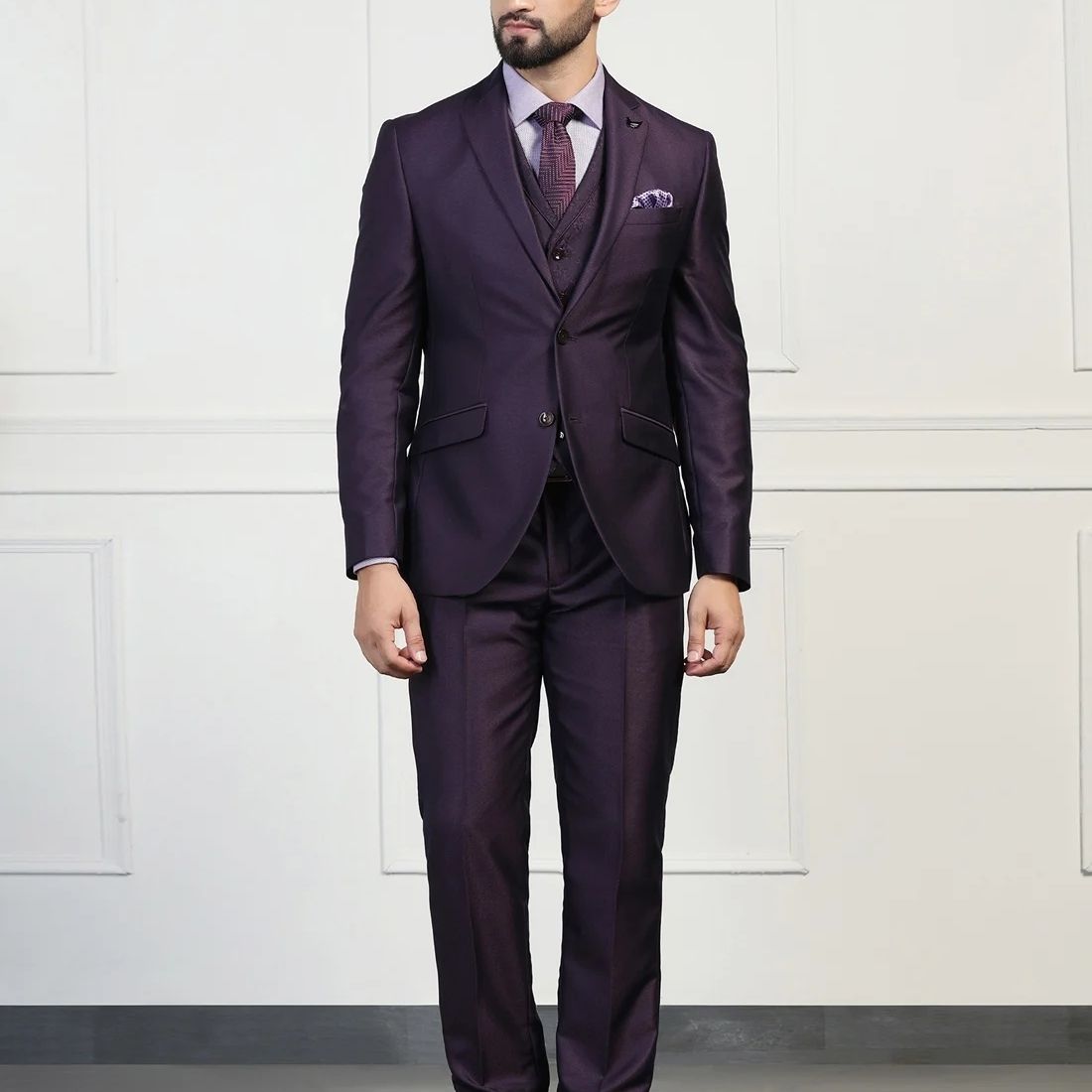 Men Casual Wear Self Design Suit-image-40