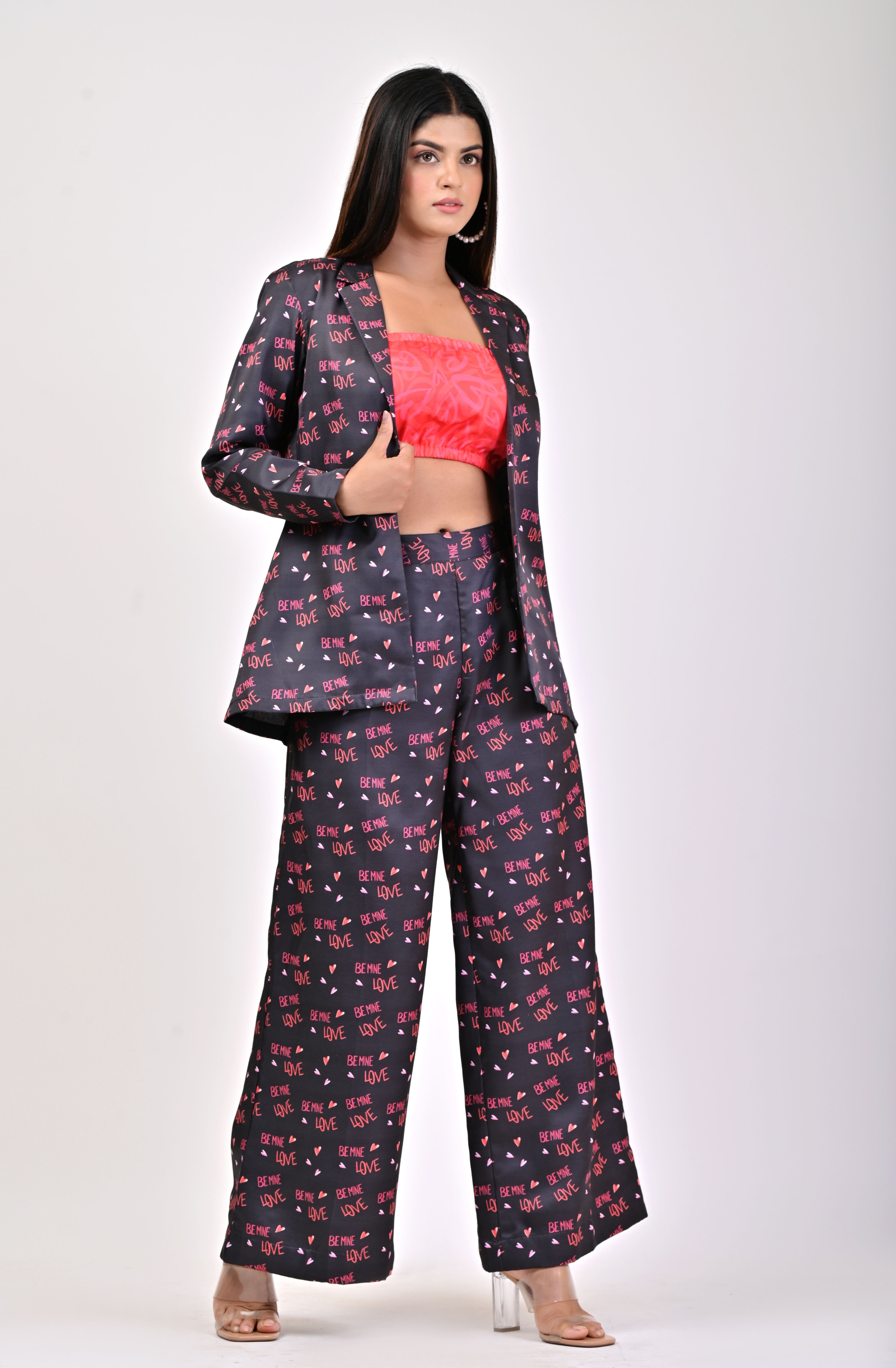 gulabii gouri Women Women's western coat with pant and crop top Printed Suit-picture-40