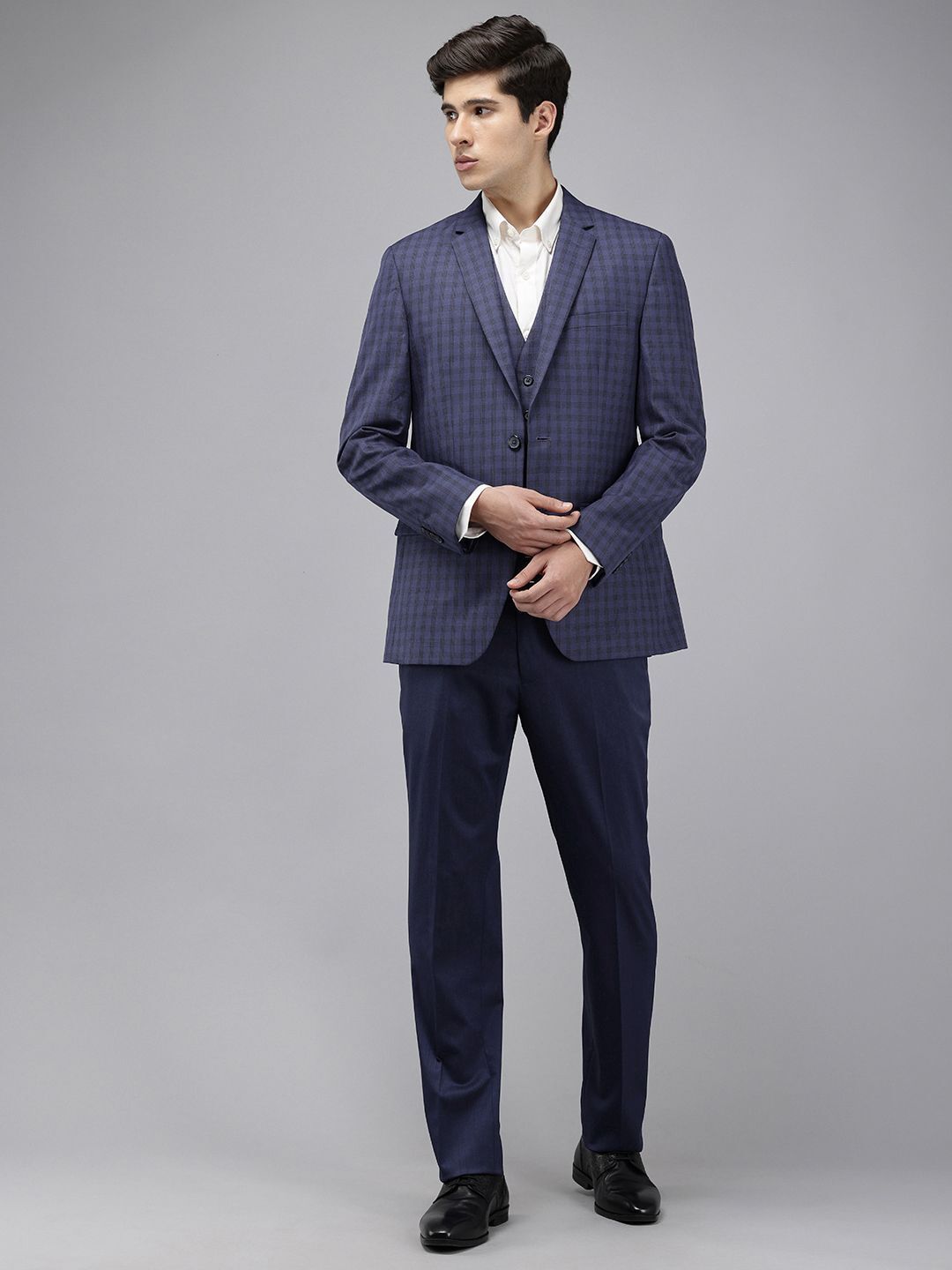 park avenue Men 3 PCS SB2 BTN NOTCH CLR SUIT - S.SLM FIT Checkered Suit-picture-13