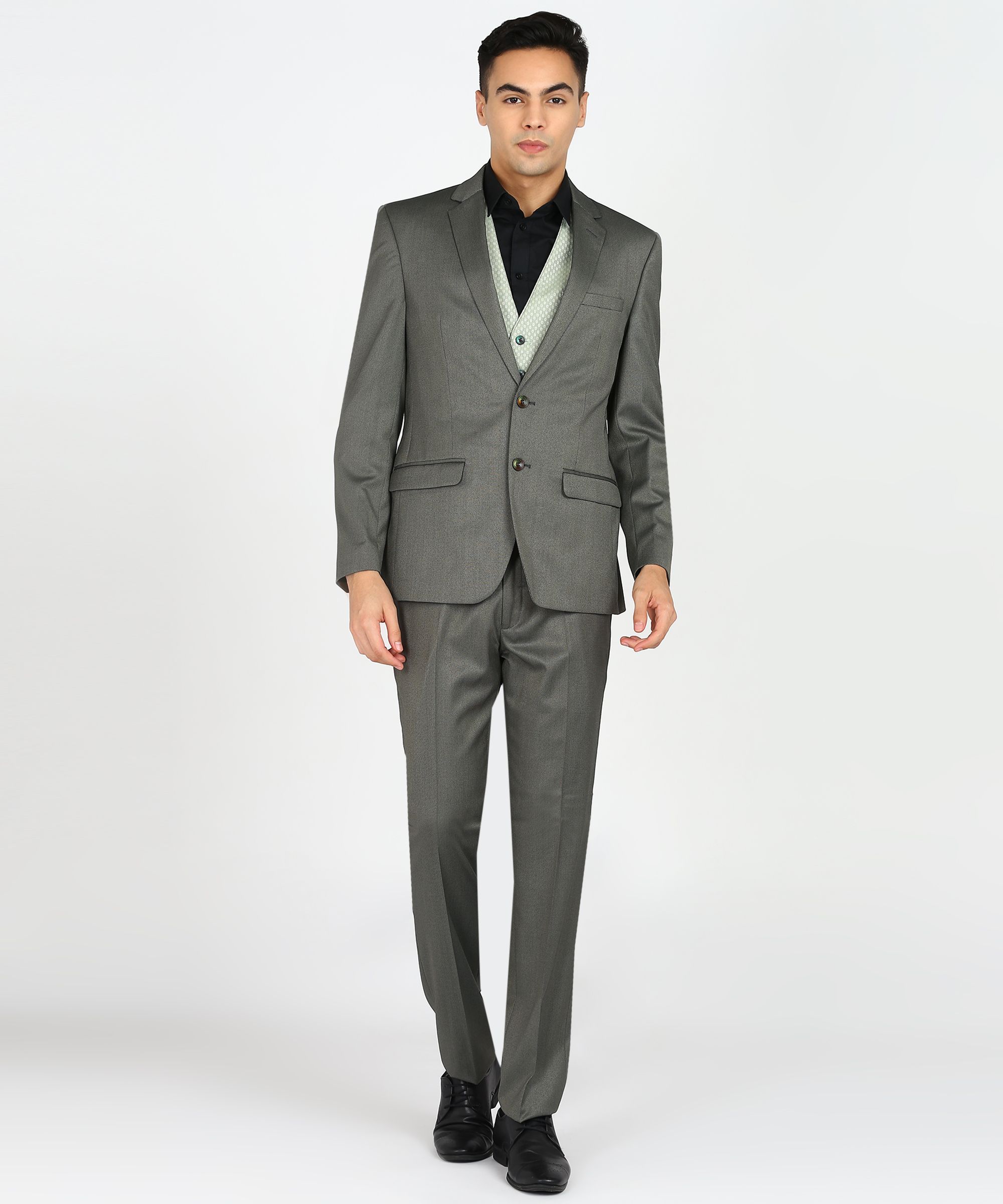 park avenue Men 3 Piece Suit Solid Suit-picture-26