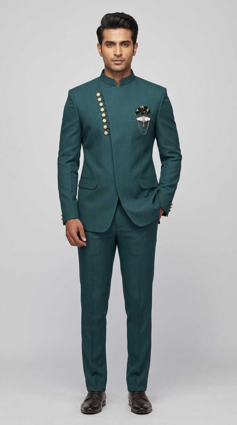 asthetic Men Mandarin Self Design Suit-picture-22
