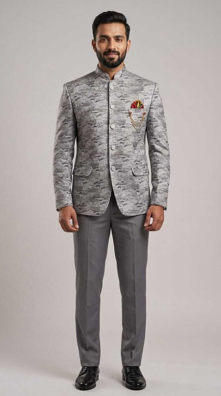 asthetic Men Mandarin Printed Suit-picture-40
