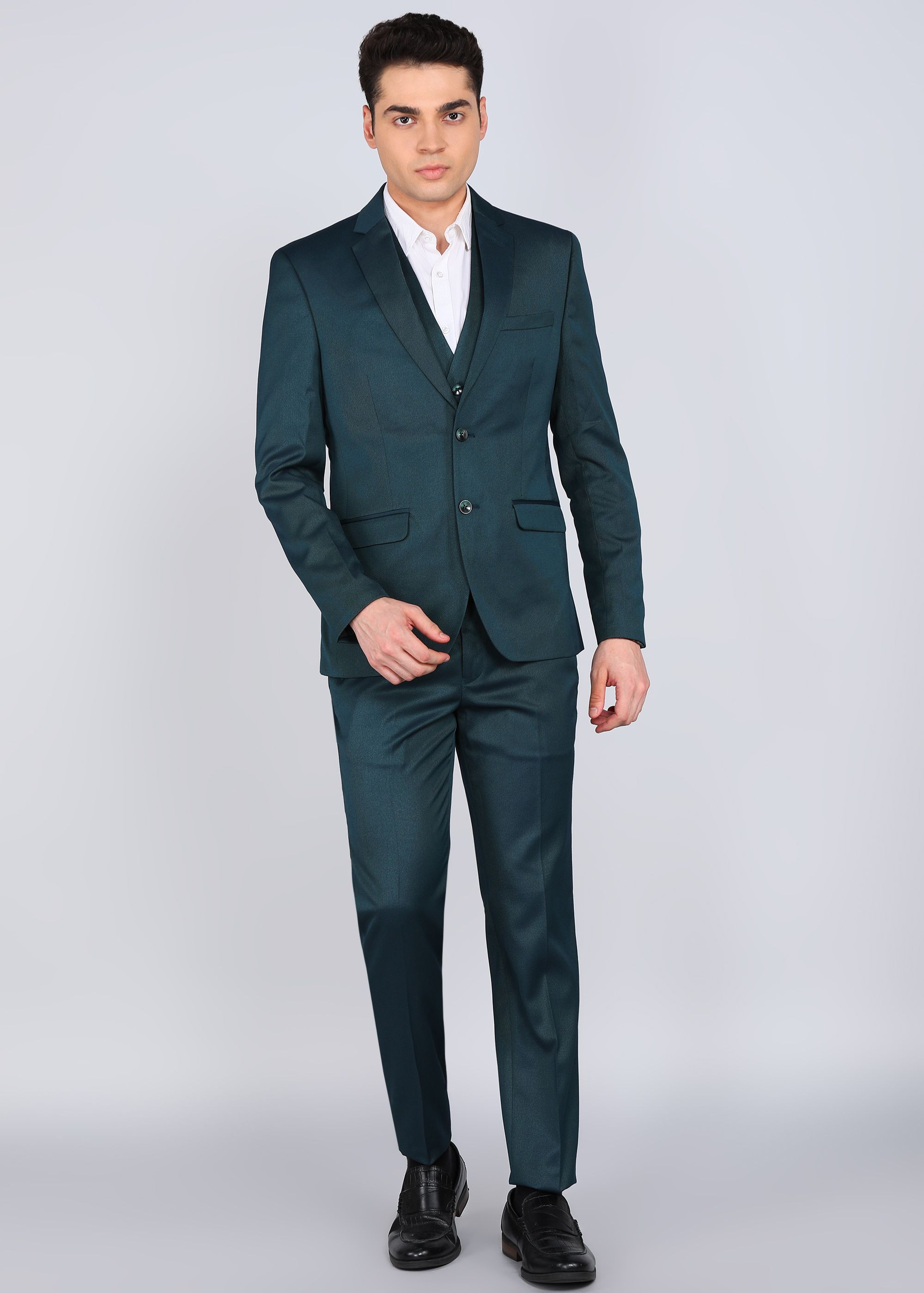 park avenue Men 3PC NOTCH BASIC-SUPER SLIM FIT Self Design Suit-picture-21