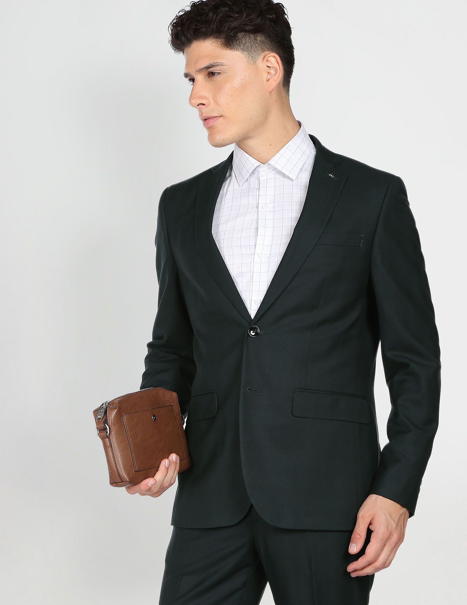 Men single breasted Solid Suit-image-24