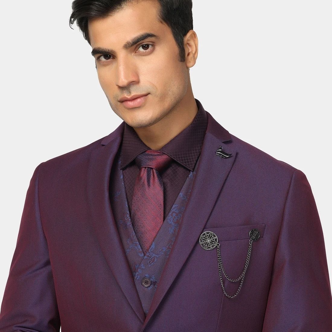 blackberrys Men Fitted Self Design Suit-picture-20