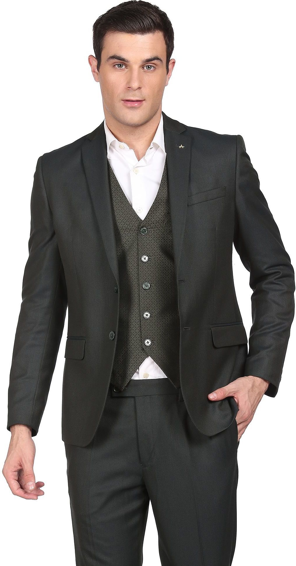 Men Single-breasted Solid Suit-image-28