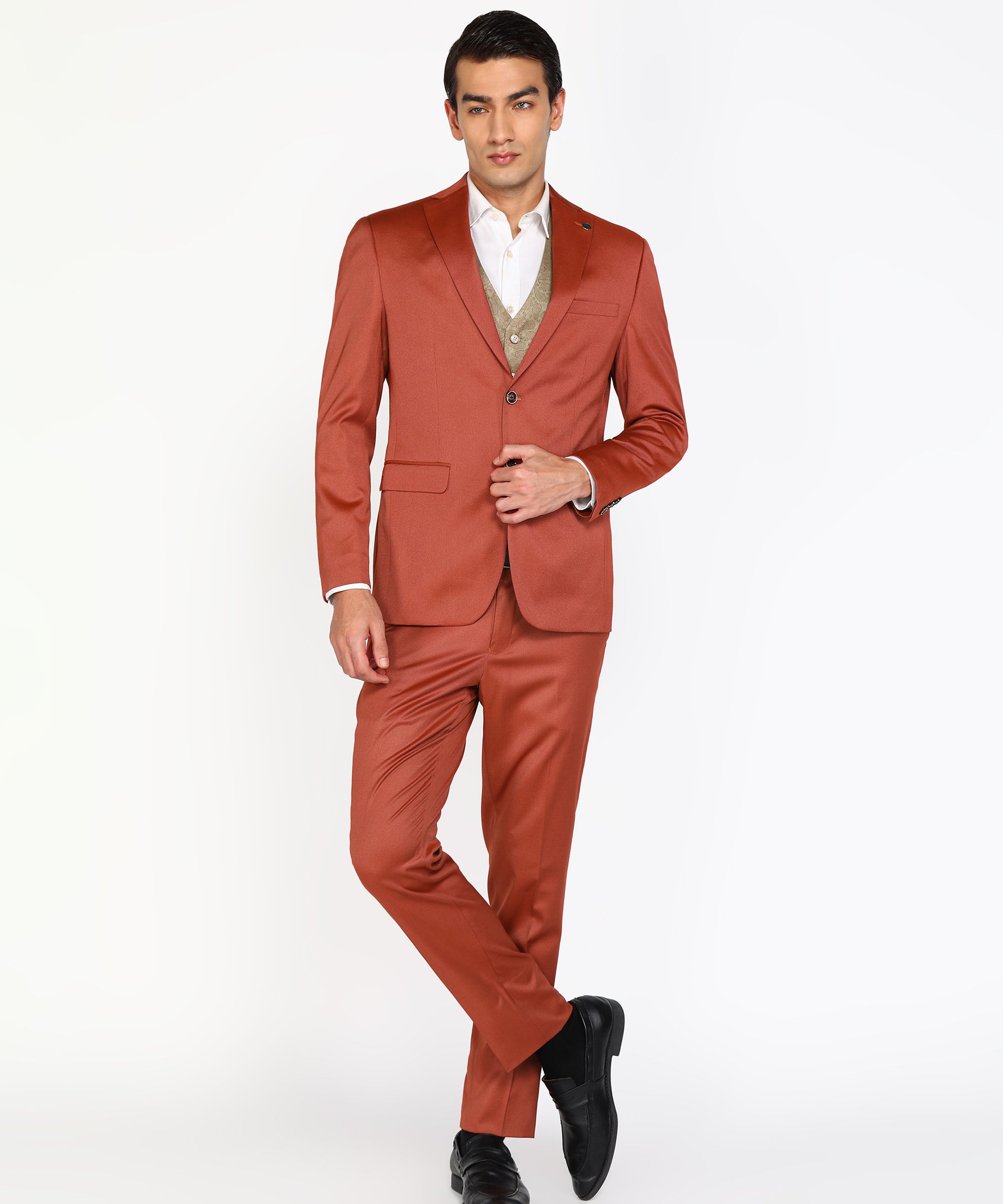 peter england Men 3 PC Suit Self Design Suit-picture-25