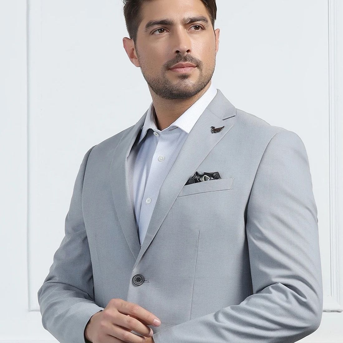 Men Two Piece Self Design Suit-image-45