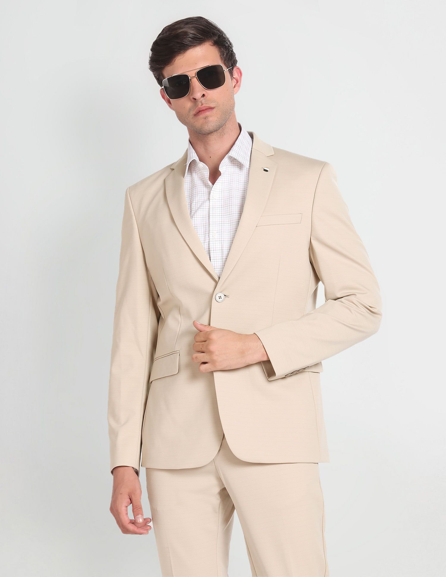 arrow Men Self Design Two Piece Suit Solid Suit-picture-20