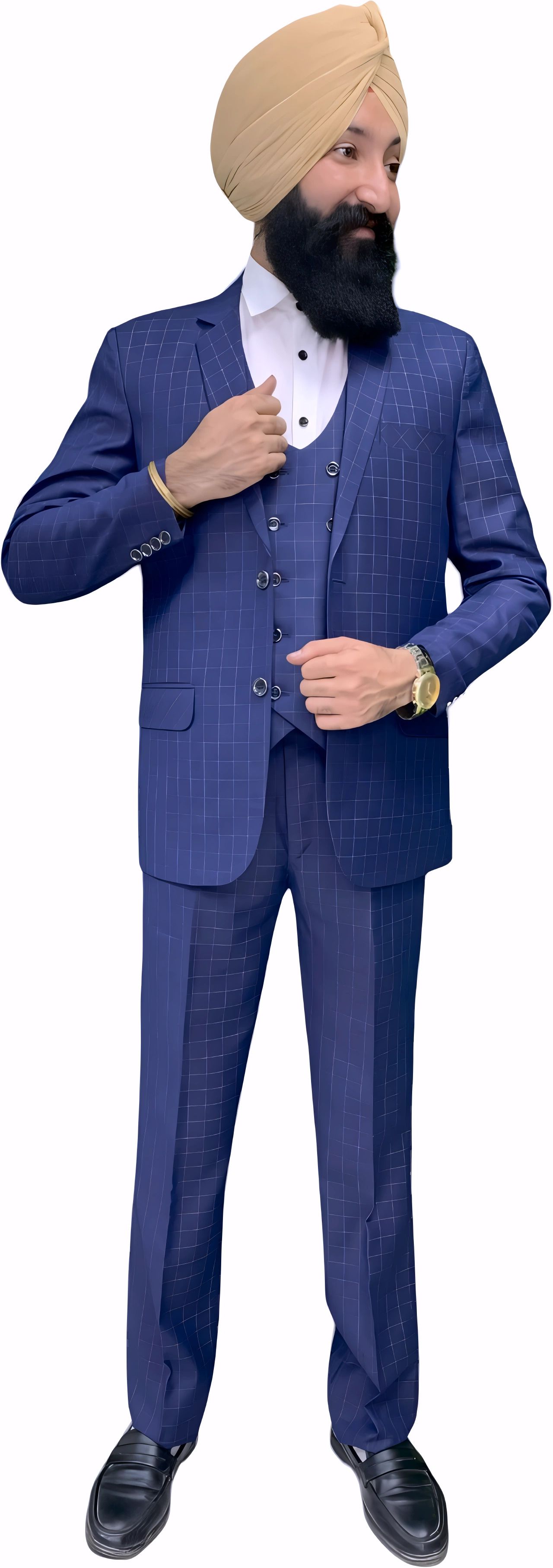 gargian master cut Men Single Breasted Striped Suit-picture-24