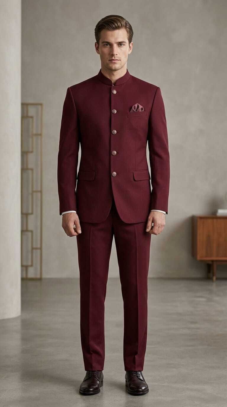 asthetic Men Mandarin Solid Suit-picture-27