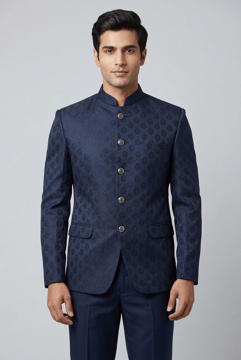 asthetic Men Mandarin Self Design Suit-picture-20