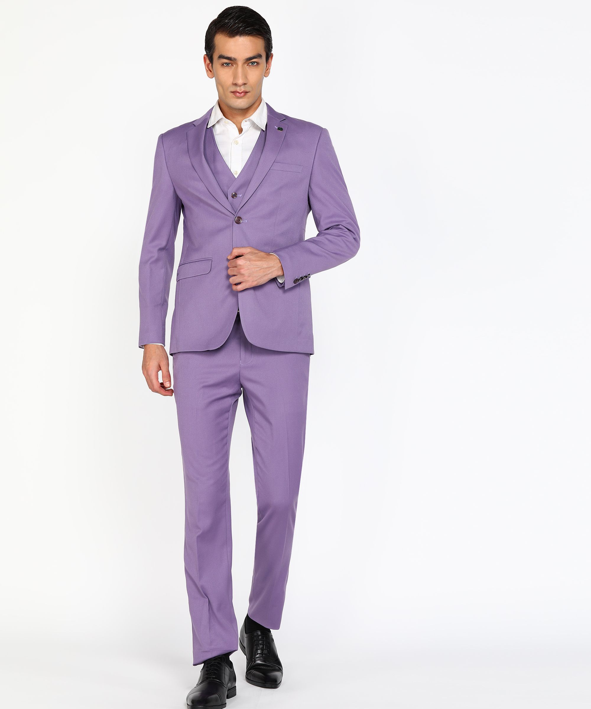 peter england Men 3 PC Suit Textured Suit-picture-17